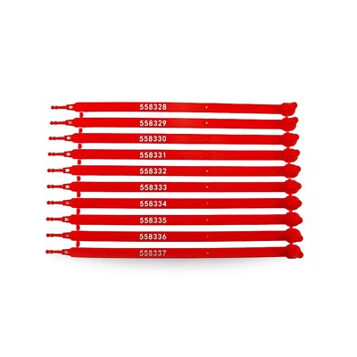 100 Pcs - 200 MM Red  Plastic Security Seals for Container & Truck Security