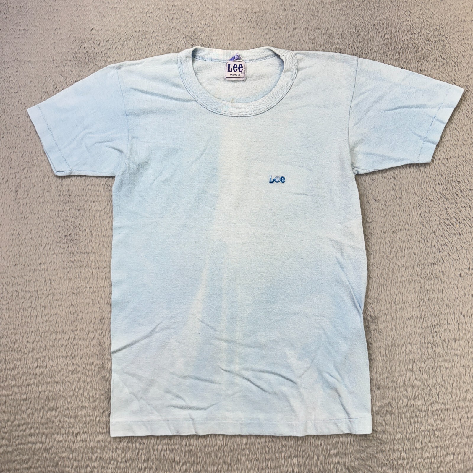 ◆LEE◆ Vintage Logo T-Shirt Light Blue Vintage 70s LEE Adult small blue t shirt Faded distressed
