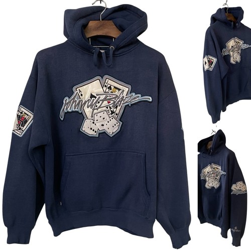 VTG Johnny Blaze Blue Embroidered Dice Hoodie Hip Hop Y2K Wu