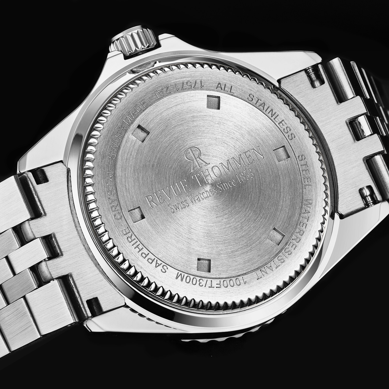Pre-owned Revue Thommen Men's Diver Black Dial Stainless Steel Automatic Watch 17571.2937