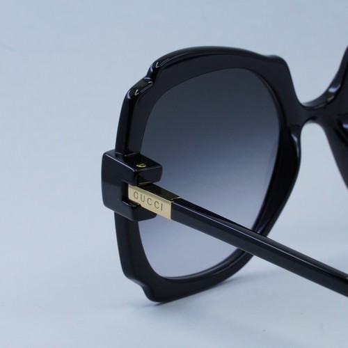 Pre-owned Gucci Gg1431s 001 Black/gradient Grey 57-20-135 Sunglasses In Gray