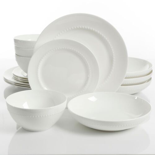 Набор посуды Gibson Elite Gracious Dining из костяного фарфора с двумя чашами белого цвета, 16шт