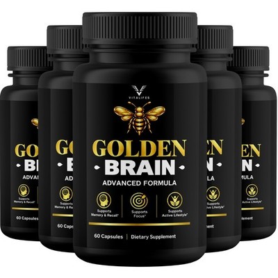 (5 Pack) Golden Brain Capsules, Advanced Brain Support & Memory 60 Capsules