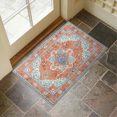 Collive Washable Indoor Doormat Non Slip Retro Floor Mat 20'' x 32'' Small Rug ...