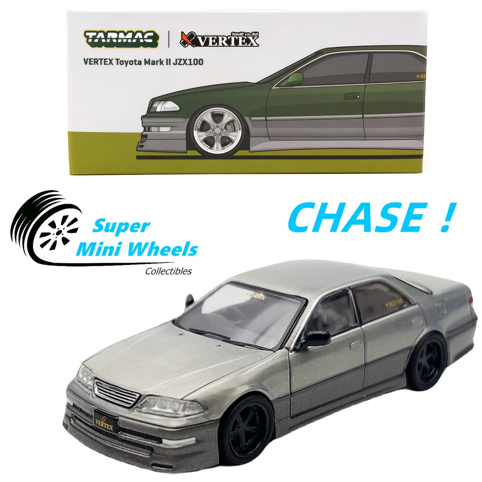 CHASE ! Tarmac Works 1:64 VERTEX Toyota Mark II JZX100 Dark CHASE ! Tarmac Works 1:64 VERTEX Toyota Mark II JZX100 Dark