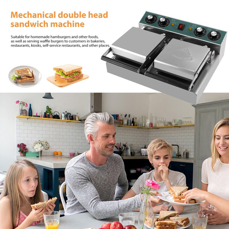 Commercial Panini Press Grill Electric Sandwich Maker Griddle Plate