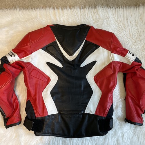 Joe Rocket Mens Black Red Leather Motorcycle Jacket | Size M