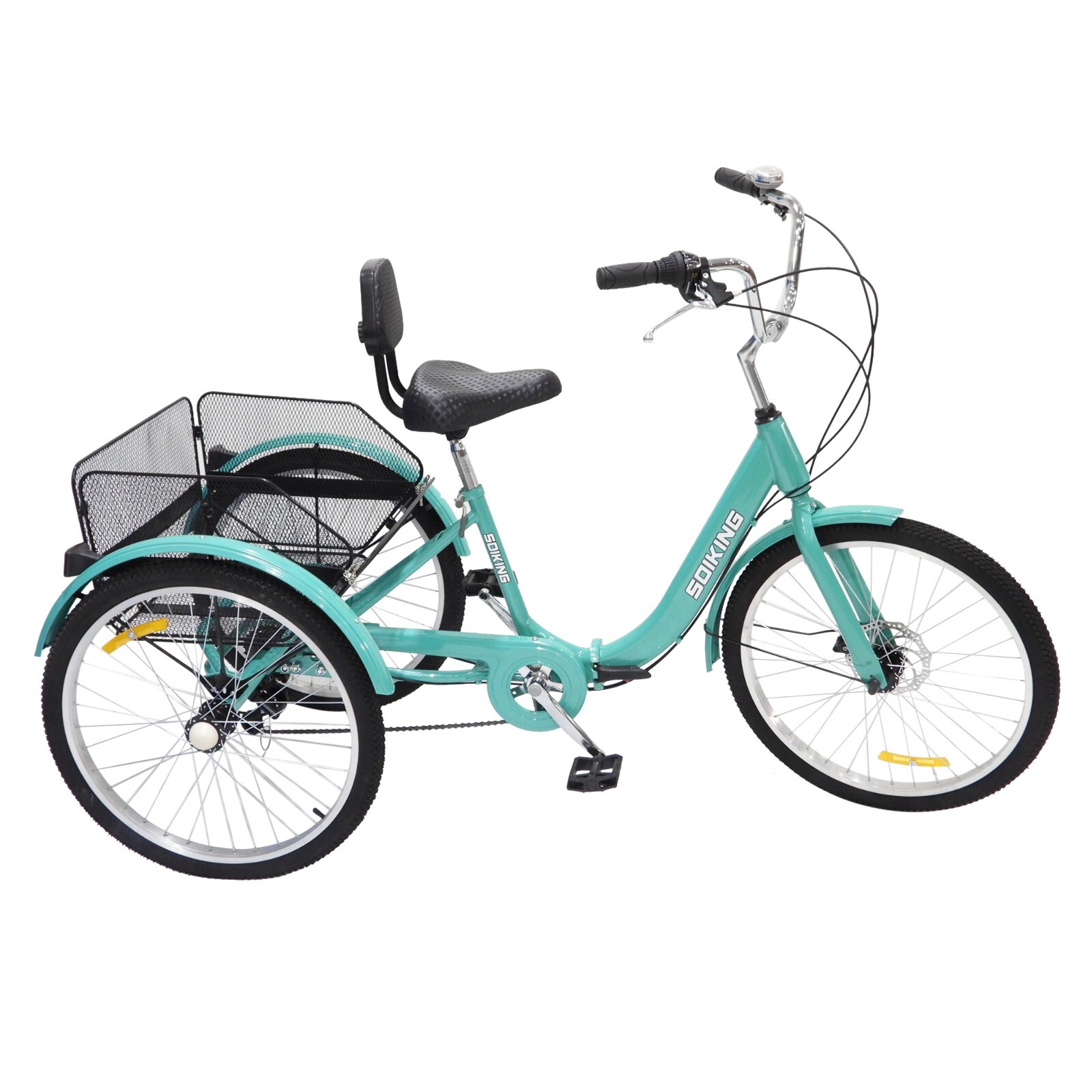 24 Inch 7-Speed Adult Tricycle With Basket Cruising Tricycles For Unisex Adults