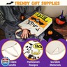 JOYIN 3PCS 13.75” Large Halloween Tote Treat Bags for Trick or Treating, Halloween Goodie Candy Bags, Reusable White Canvas Gift Bag for Kids Party Favor Supplies, Snack Grocery Tote with Handles
