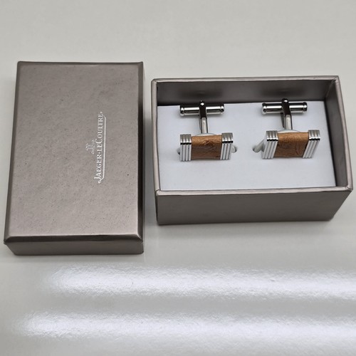 JAEGER LECOULTRE LEATHER PATTERN CUFFLINKS (NOS & 100