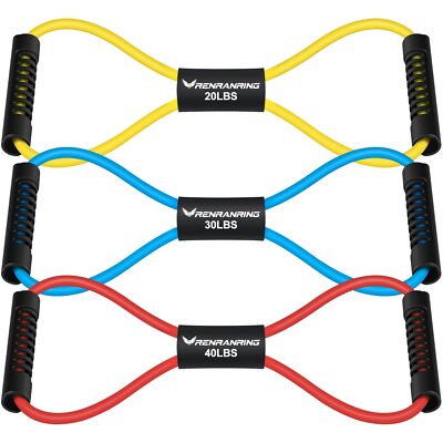 Figure 8 Fitness Resistance Bands with Handles - Exercise Tube Band Set of 3