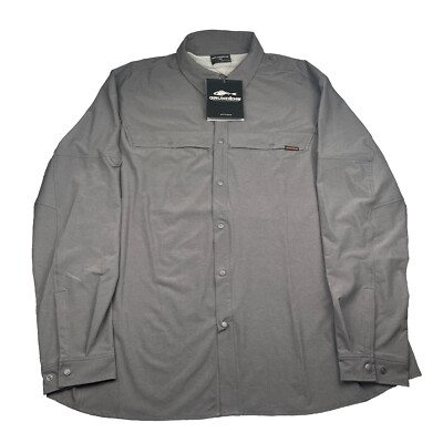 New Grundens Leader Long Sleeve Fishing Shirt Mens 3XL Gray Snap