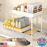 VolveLasis Pull Out Cabinet Organizer 2 Tier Kitchen Under Sink Organizers and Storage for Clear Bathroom MultiPurpose Cabinet Organizer for Vanity Counter Cupboard Closet (1Set White)