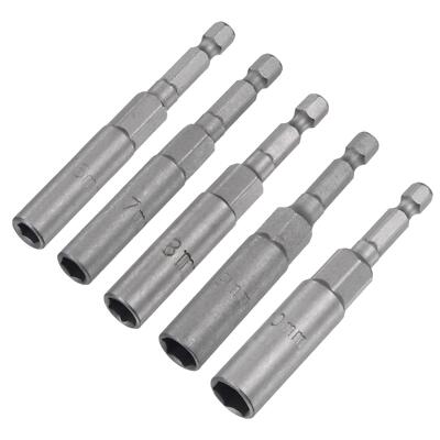 5pcs 1/4'' Quick-Change Hex Shank 6/7/8/9/10mm Nut Driver Bit Set No-magnetic