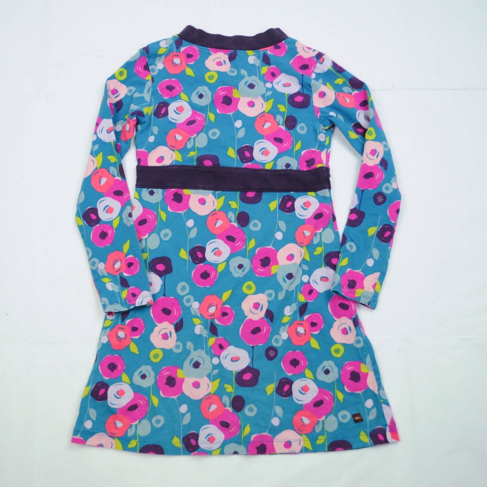 Tea Collection Girls Kids Dress Sz 7 Floral Print V-Neck Cotton Jersey