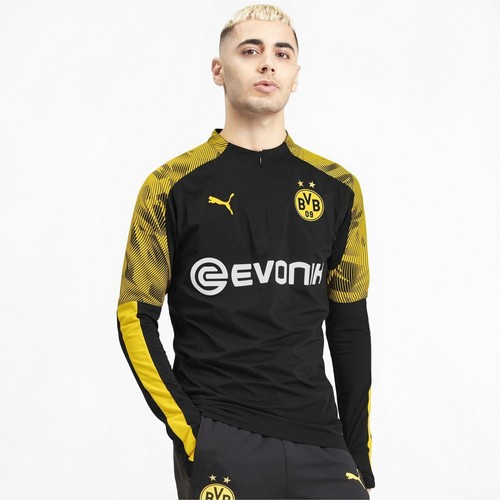 [755764-02] Мужская тренировочная футболка Puma BVB на молнии 1/4 с Evonik - Borussia Dortmund