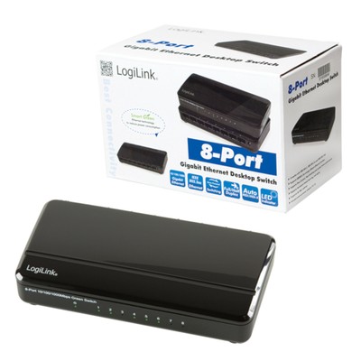 LAN SWITCH INTERNET VERTEILER 8-PORT VERTEILT DSL SIGNAL AUF 7 GERÄTE / COMPUTER