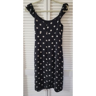 Vintage INC International Concepts Silk Polka Dot Dress Black White 8 Y2K Slip