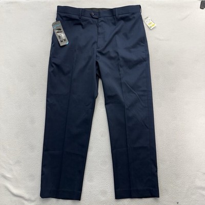 Savane Stretch Crosshatch Men 36x30 Expandable Waist Straight Fit Pants Blue NWT