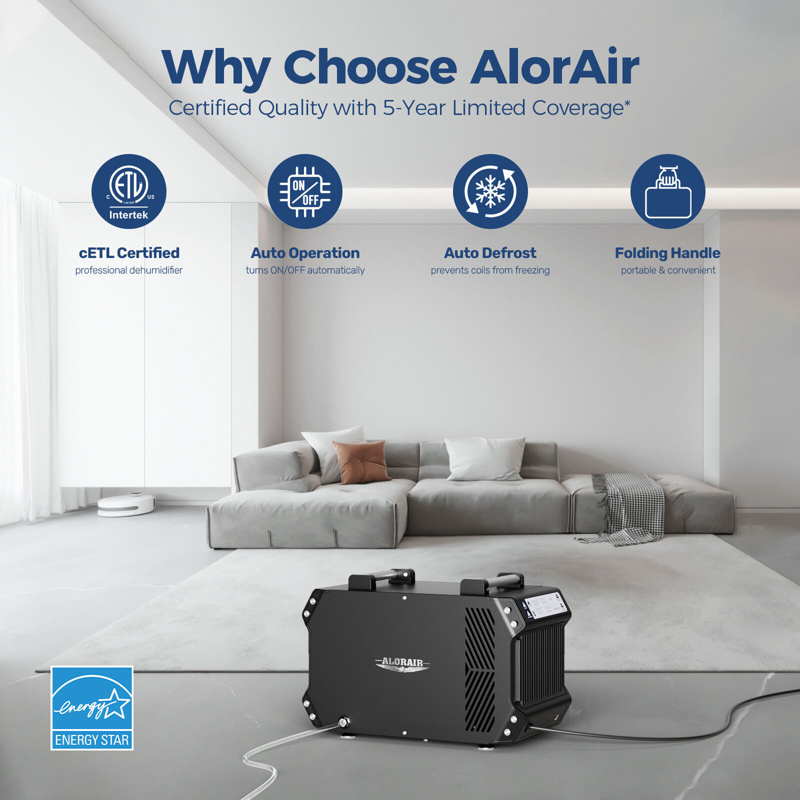 ALORAIR Crawlspace Dehumidifiers with Pump, 180 Pint Energy Star Galaxy 85P NEW