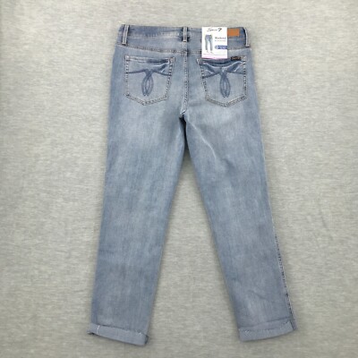 Seven7 Jeans Womens 6 Weekend Boyfriend Relaxed Comfort Cuffed Light Blue