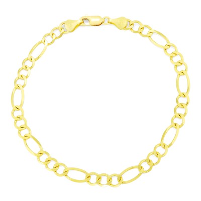 Pre-owned Nuragold Real 14k Yellow Gold 5.5mm Figaro Link Italian Chain Link Bracelet Mens 9"