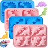 JOERSH 4Pcs Dinosaur Silicone Candy Molds Gummy Dinosaur Molds 8-Cavity Shaped with T-rex, Stegosaurus, Triceratops, Brontosaurus, Non-Stick for Chocolate, Cookie, Snacks, Cake Decorations