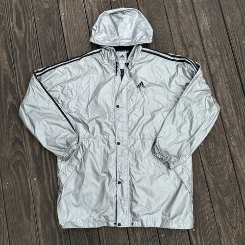 Adidas Vintage Silver Windbreaker Jacket Size L Avant Garde Adidas Vintage Silver Windbreaker Jacket Size L Avant Garde