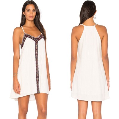 NWT Sanctuary Maya Embroidered Cotton Shift Dress Textured V-neck A-Line Size XS