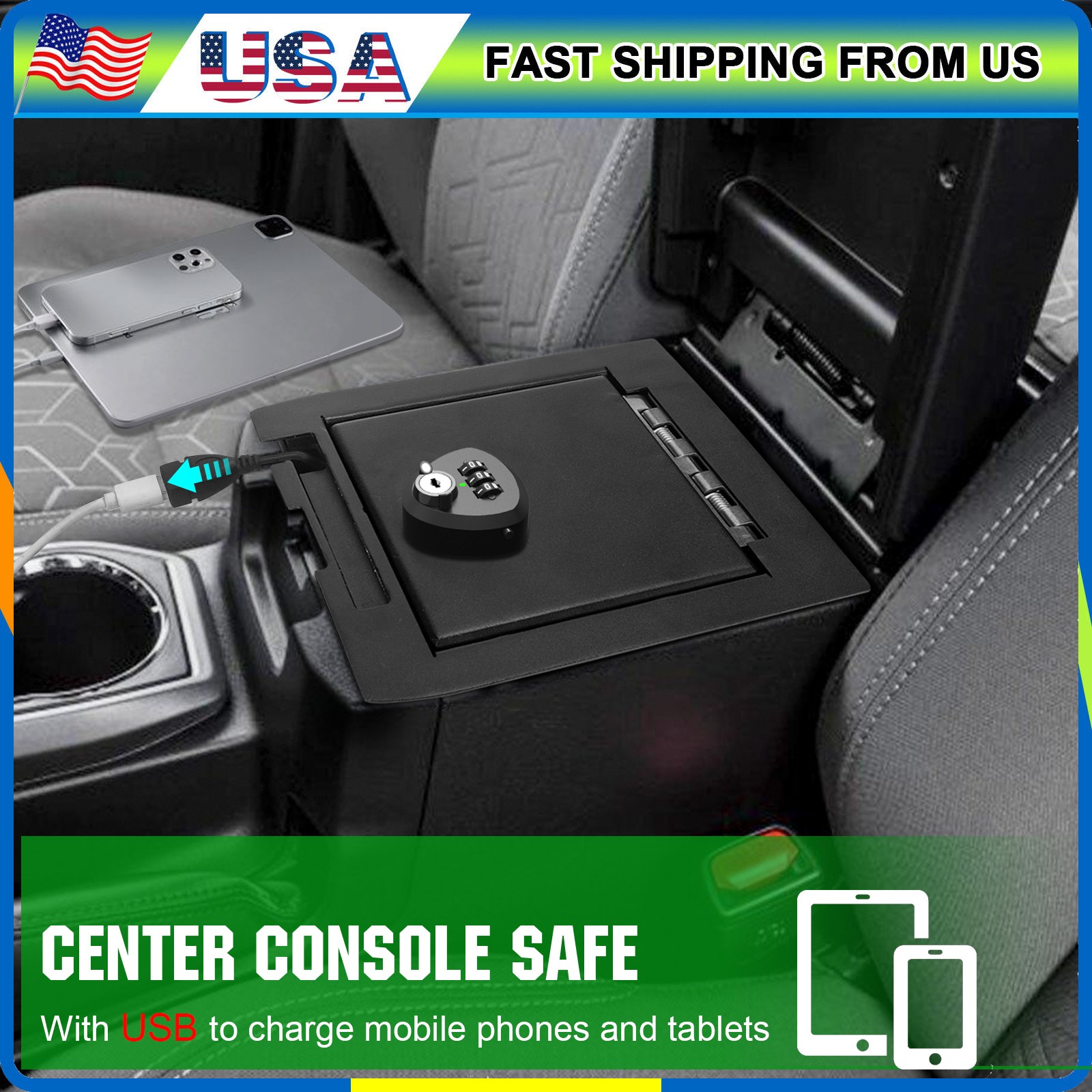 Center Console Gun Safe Vault Storage Box 00016-35986 For