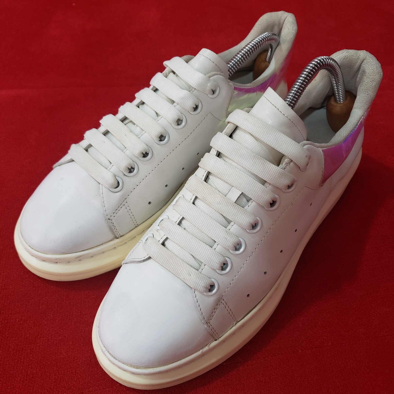 Alexander McQueen Lerry White Leather Shoes logo Trainers Sneakers US 10 EU 43