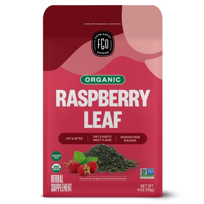 Organic Red Raspberry Loose Leaf Tea, Cut and Sifted, Resealable Kraft Bag, 4...