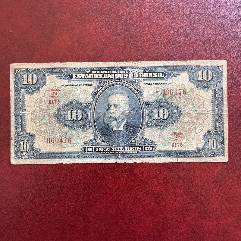 Brazil Bresil Billet 10 Mil Reis 1925  Pick39c  Thesouro National
