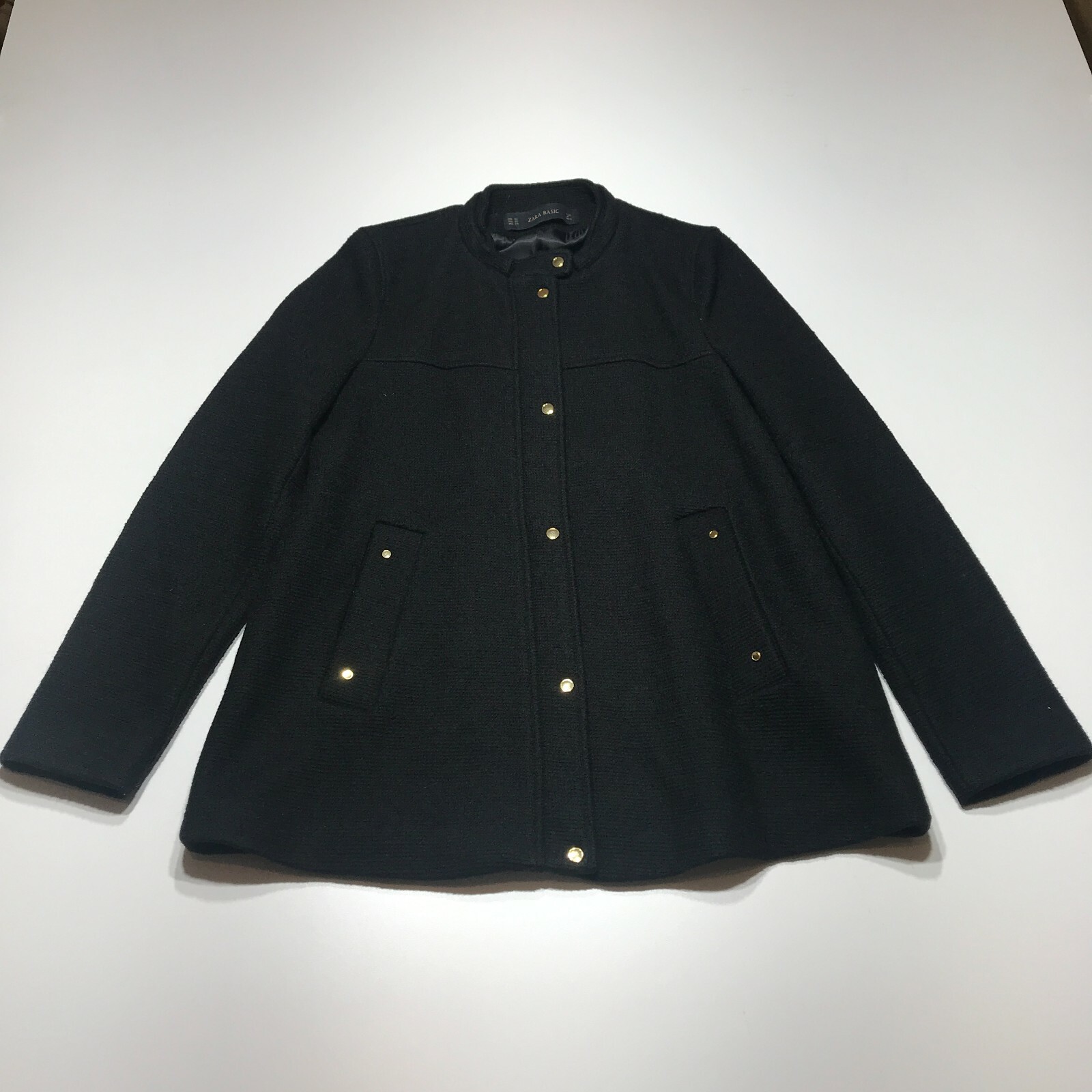 Zara Basic Coat Womens Size XS Heavyweight Wool Blend Zip