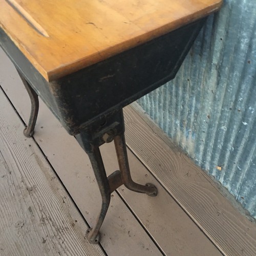 Vintage School Desk Child Adjustable Height  Metal Legs #2