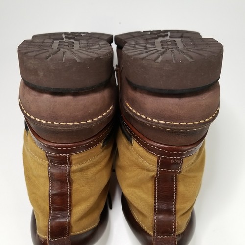 Cc Filson Sebago Tin Cloth & Leather Moc Toe Boots Men's Size 10 Brown/Tan