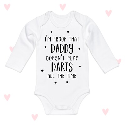 Darts Daddy Baby Grow Funny Baby Announcement Shower Girls Boys Long sleeve