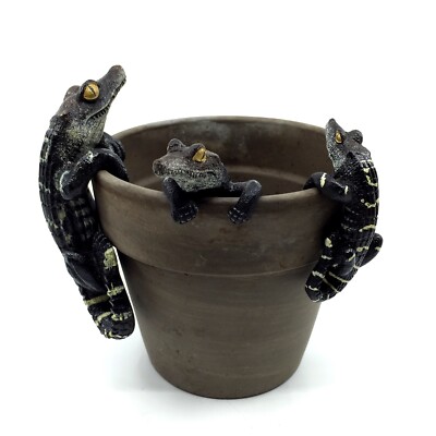 Solid Realistic Resin Baby Alligator Collectible Pot Hangers Set of 3
