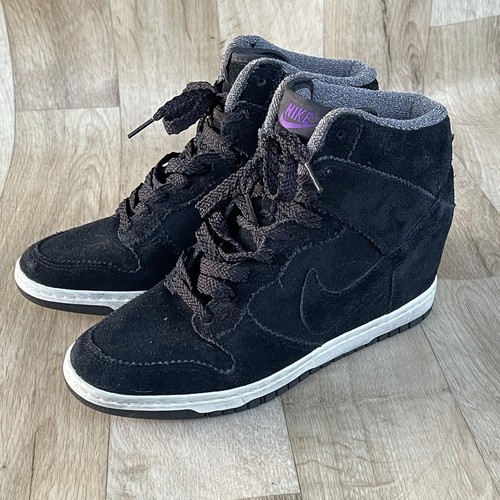 Nike Dunk Sky Hi Black Sail 528899-014 Hidden Wedge Suede