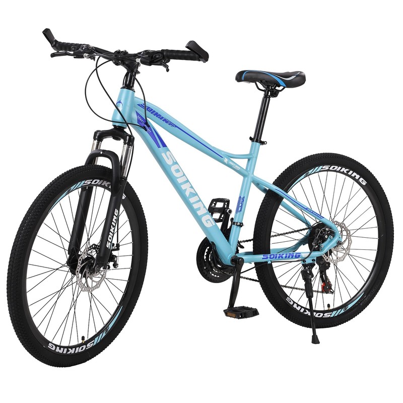 26 Inch Mountain Bike With 21 Speed Dual Disc Brakes  Suspension Non-slip