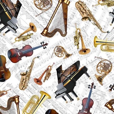 MICHAEL MILLER PRINT FABRIC - PITCH PERFECT - I HEAR A SYMPHONY - 1 1/2 YDS