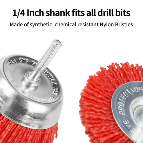 5pcs Nylon Filament Abrasive Wire Brush Wheel & Cup Brush Set with 1/4 Hex Shank