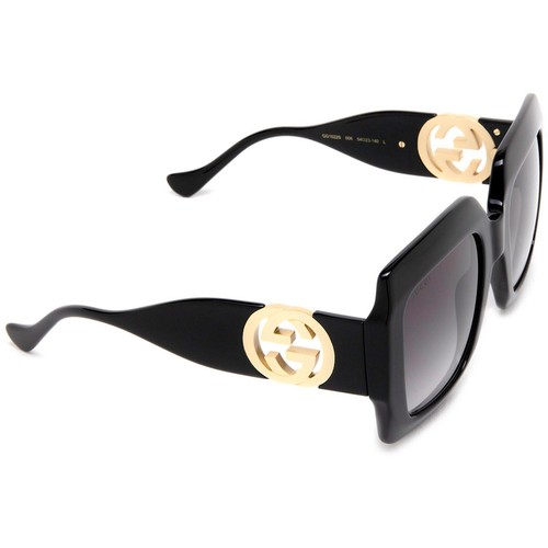 Pre-owned Gucci Women's Sunglasses Black Injection Square Frame Grey Lens Gg1022s 006 In Gray