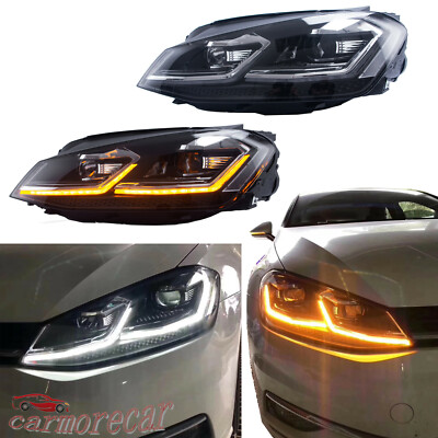 Head Lamps w/ Dynamic Indicator LED Headlight For VW Volkswagen Golf 7 2013-2016