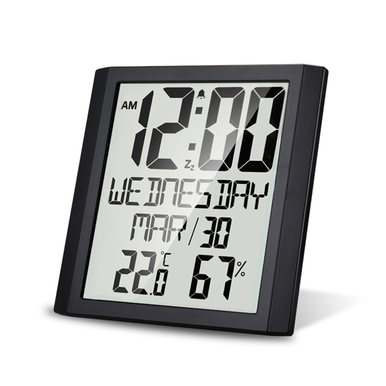 Digital Wall Clock with Temperature & Humidity 8.6'' Large Display Time/ Date/ W