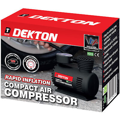 Dekton Electric Car Tyre Compressor Air Inflater 12V 250PSI Compact Emergency