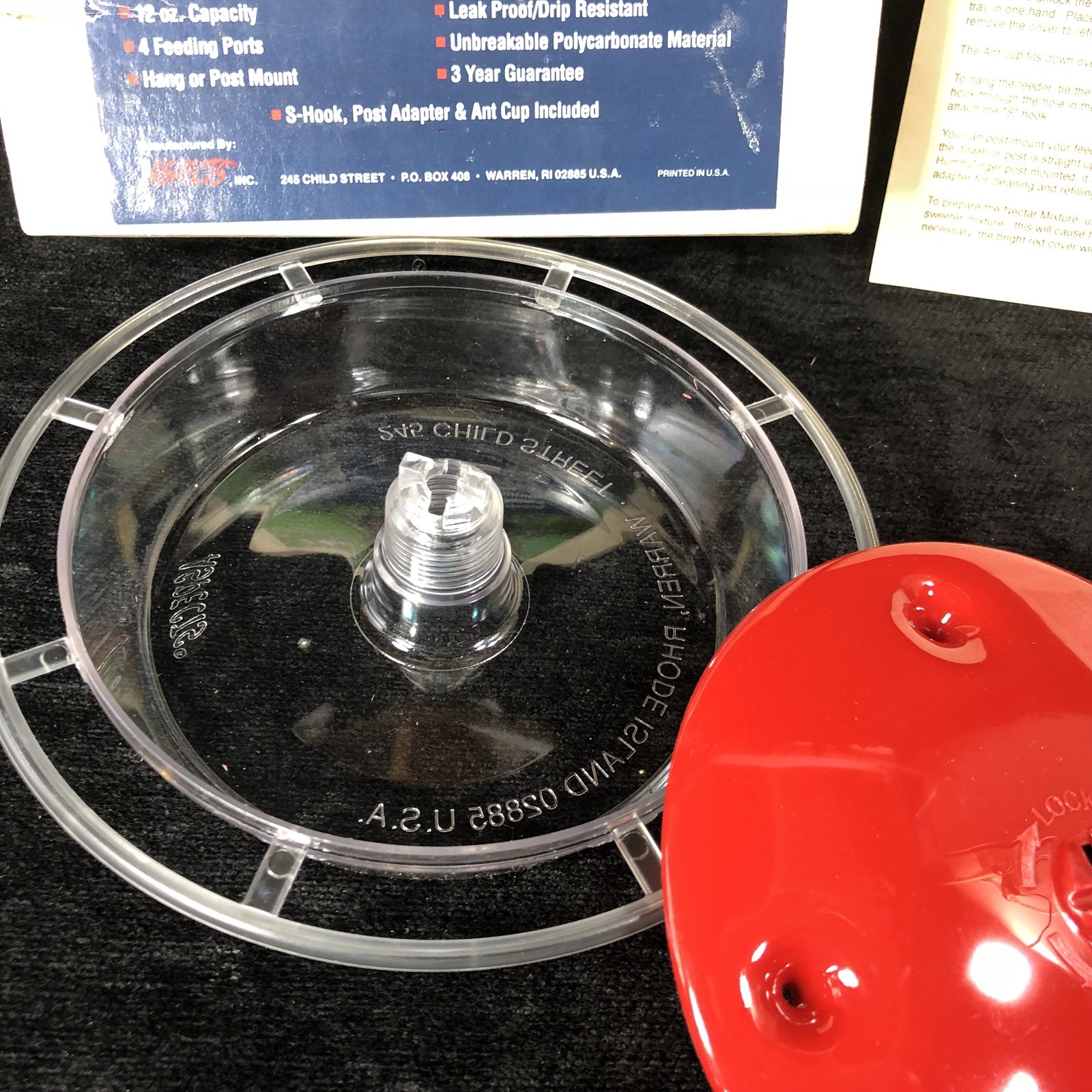 Vtg Aspects Hummzinger 073 Hummingbird Nectar Feeder 12 oz 4 ports Hang Post Box