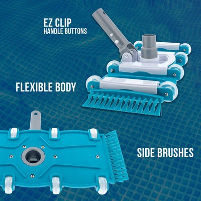 U.S. Pool Supply 16" Weighted Flexible Swimming Pool Vacuum Head, Side Brushes