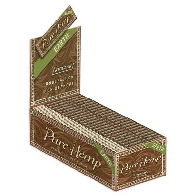 Pure Hemp Rolling Paper Earth Single Wide (69mm) Regular Size (Full Box of 50)