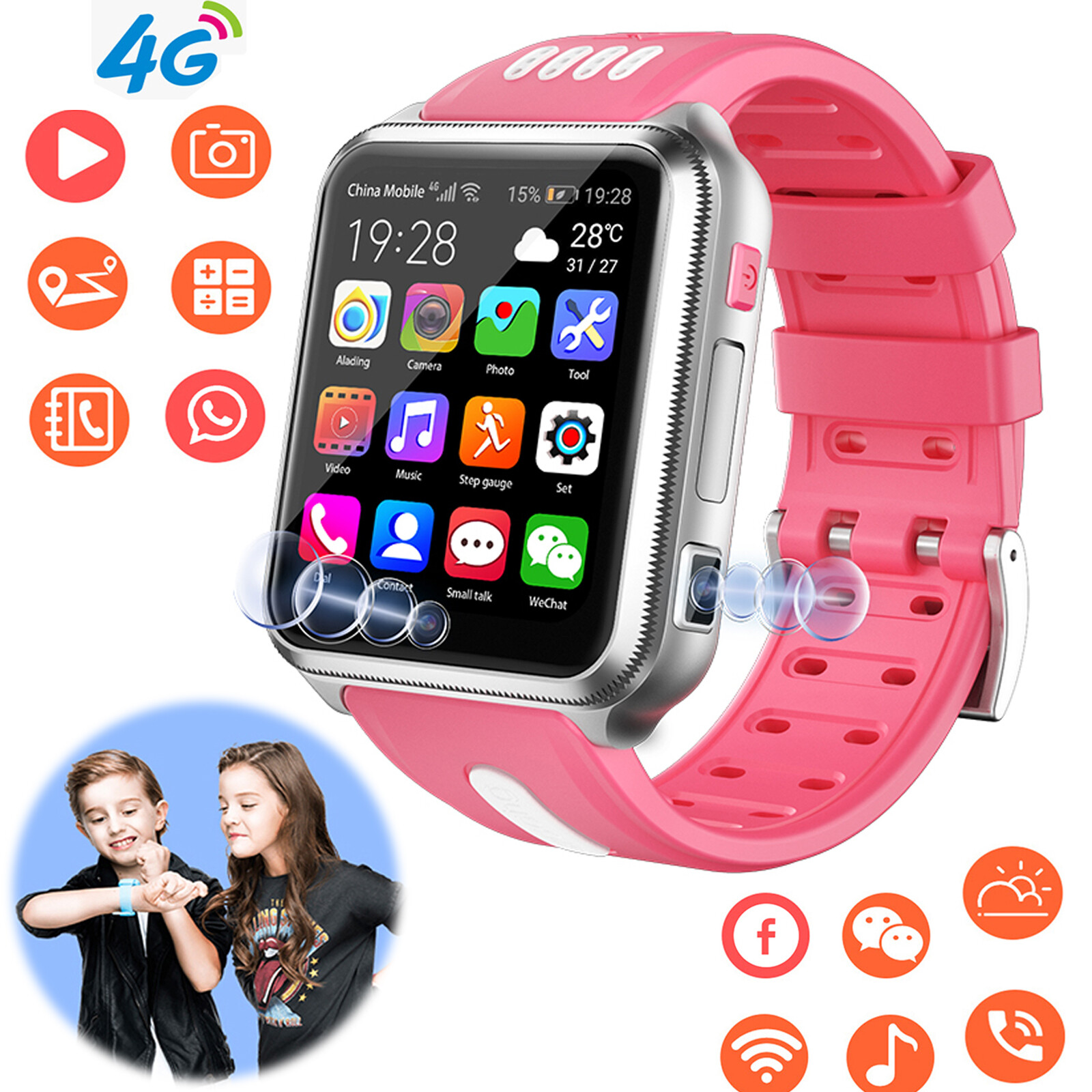 4G Kids Smart Watch Video Call SOS Voice Chat Children Watch For Girls